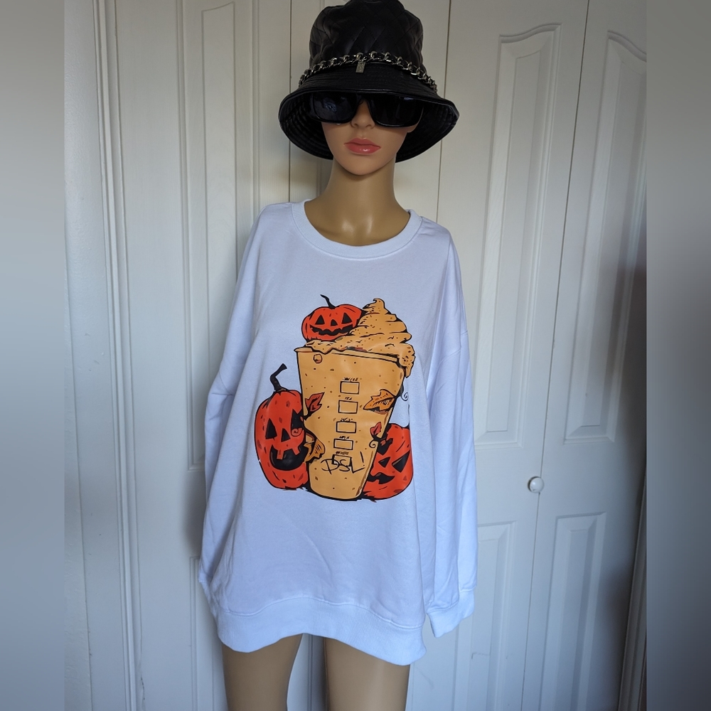 Halloween Fall PSL Sweatshirt, Pumpkin Spice Latte, Fall Crewneck, size L.